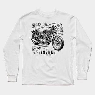 Technical Motorcycle Components, Engine Elegance Long Sleeve T-Shirt